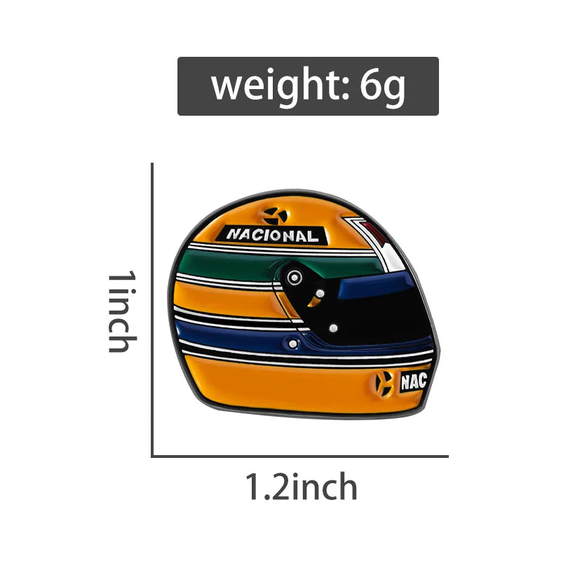 Racing Driver Enamel Pins Custom Brazil Racing Legend Helmet Brooches Lapel Badges Clothes Funny Jewelry Gift for Kids Friends