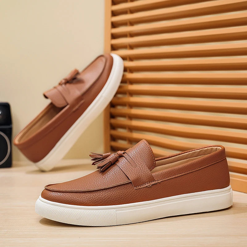 Fashion Men's Casual Shoes pu Leather Men British Style Penny Loafers Mens Slip-on Thick Sole Outdoor Flats