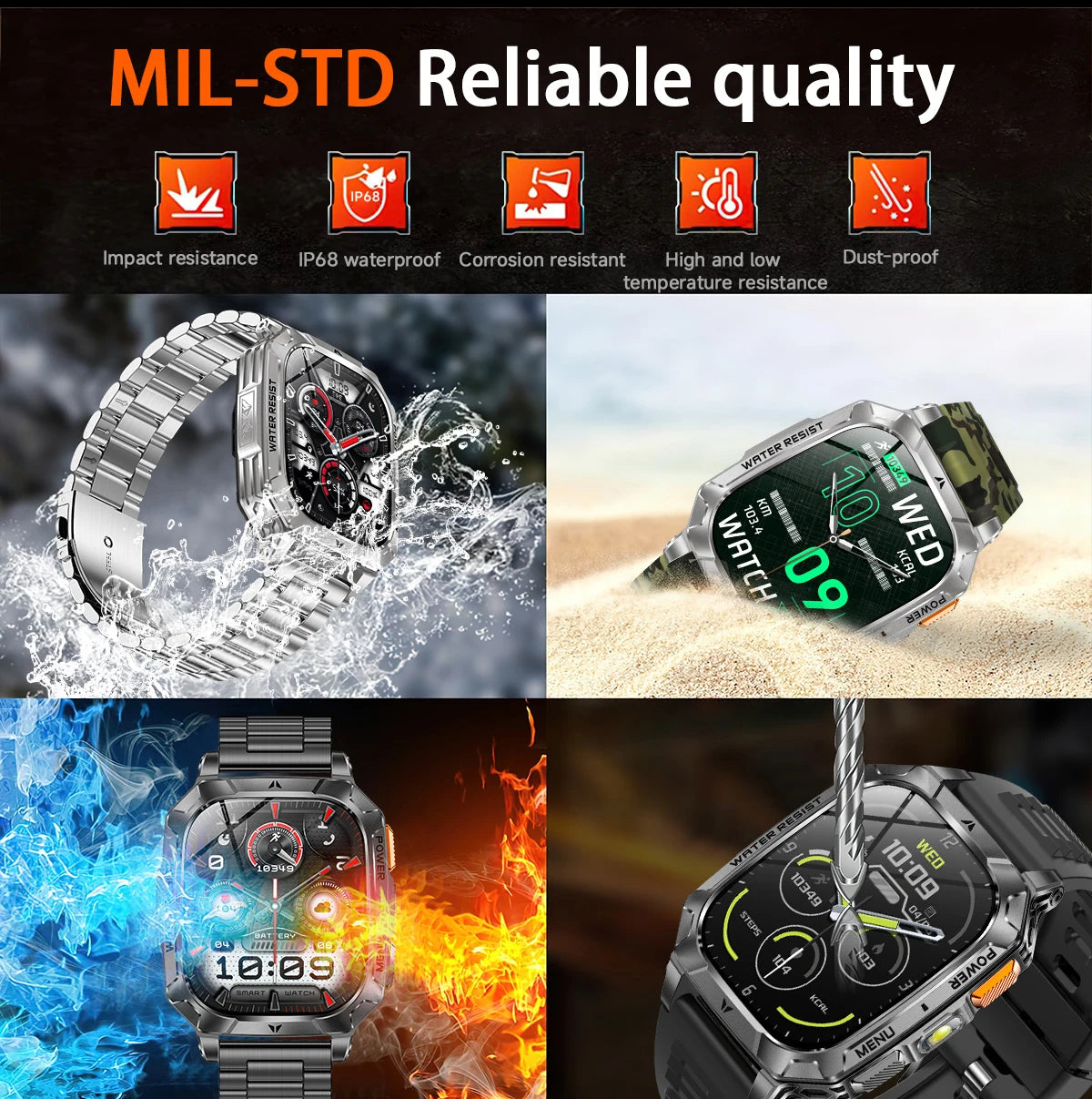 LIGE 2026 Military Grade 1400mAh Battery Smart Watch Men 2.01" HD Screen IP68 Waterproof Sport Fitness Bluetooth Call Smartwatch