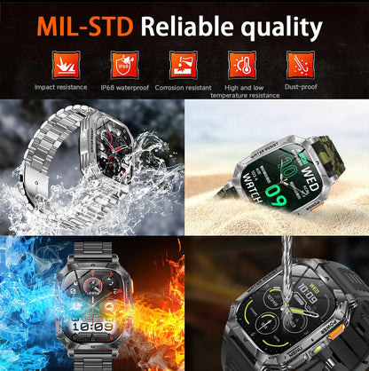 LIGE 2026 Military Grade 1400mAh Battery Smart Watch Men 2.01" HD Screen IP68 Waterproof Sport Fitness Bluetooth Call Smartwatch