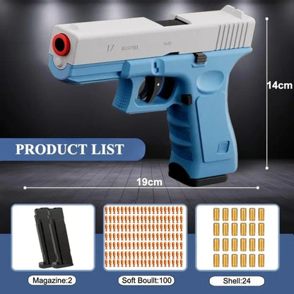 G17 Shell Throwing EVA Safety Soft Bullet Toy Gun with Blowback for Outdoor Continuous Firing Shooting Game Christmas Gift