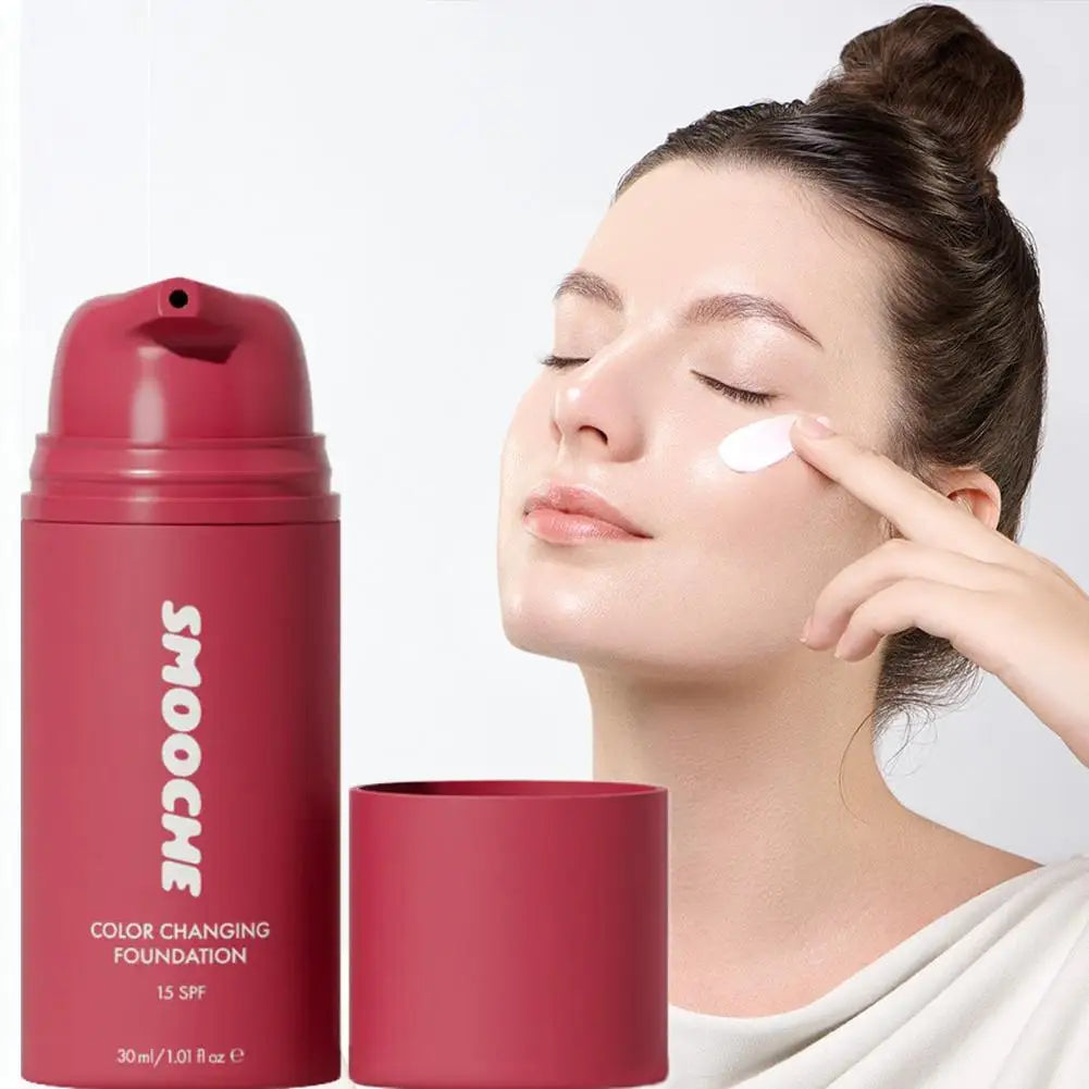 Color Changing Foundation Liquid Moisturizing Face Makeup Base Full Coverage Concealer Cream for Women Flawless Beauty Cosmetics