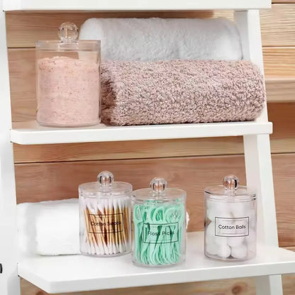 Small Clear Acrylic Qtip Holder Dispenser for Cotton Swabs Balls Pads Floss Picks - Vanity Makeup Storage Box Organizer