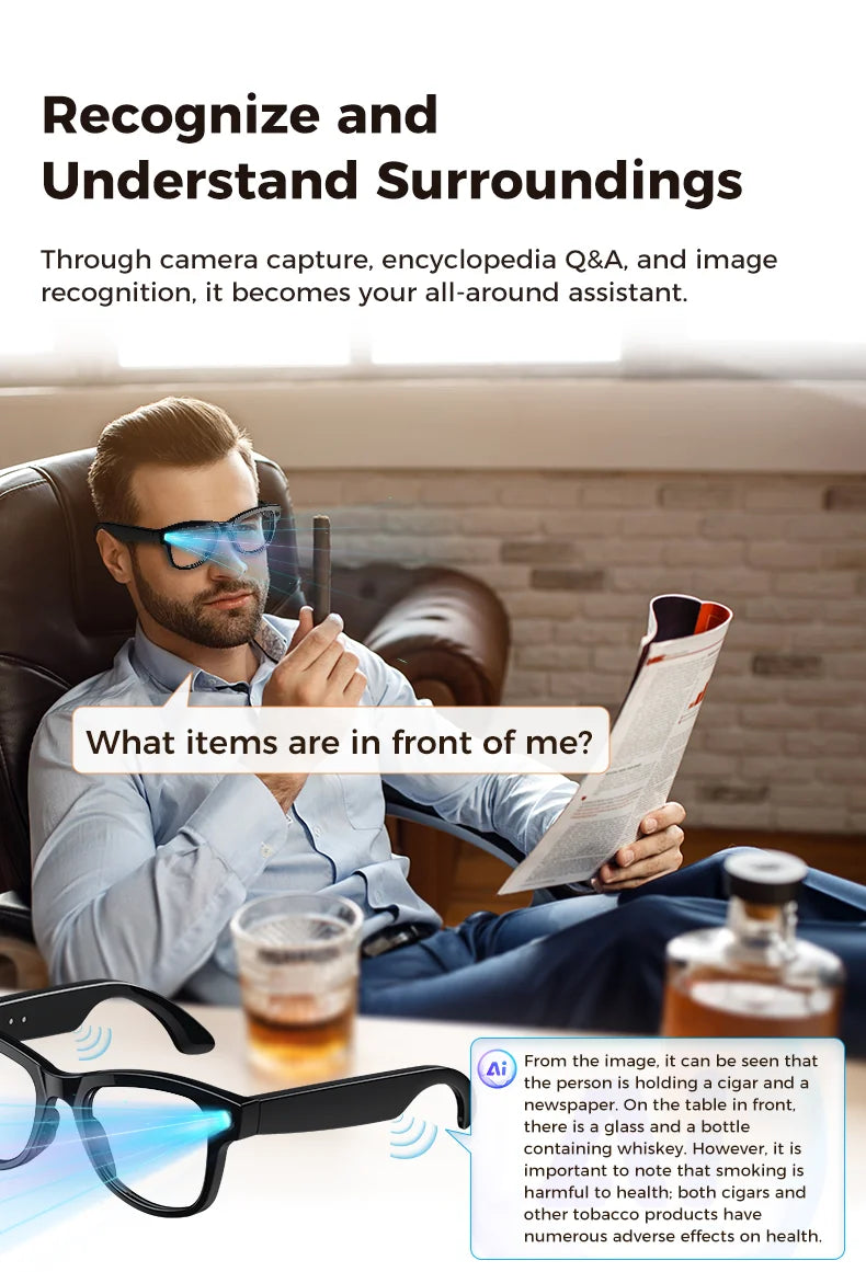 2026 Smart AI Glasses 4K HD Camera M02 Ultra ChatGPT 3600mAh Charging Case Power Bank 32GB Translation Music Video Sunglasses