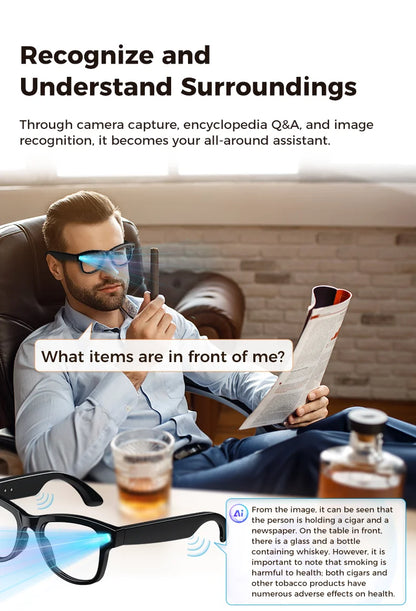 2026 Smart AI Glasses 4K HD Camera M02 Ultra ChatGPT 3600mAh Charging Case Power Bank 32GB Translation Music Video Sunglasses