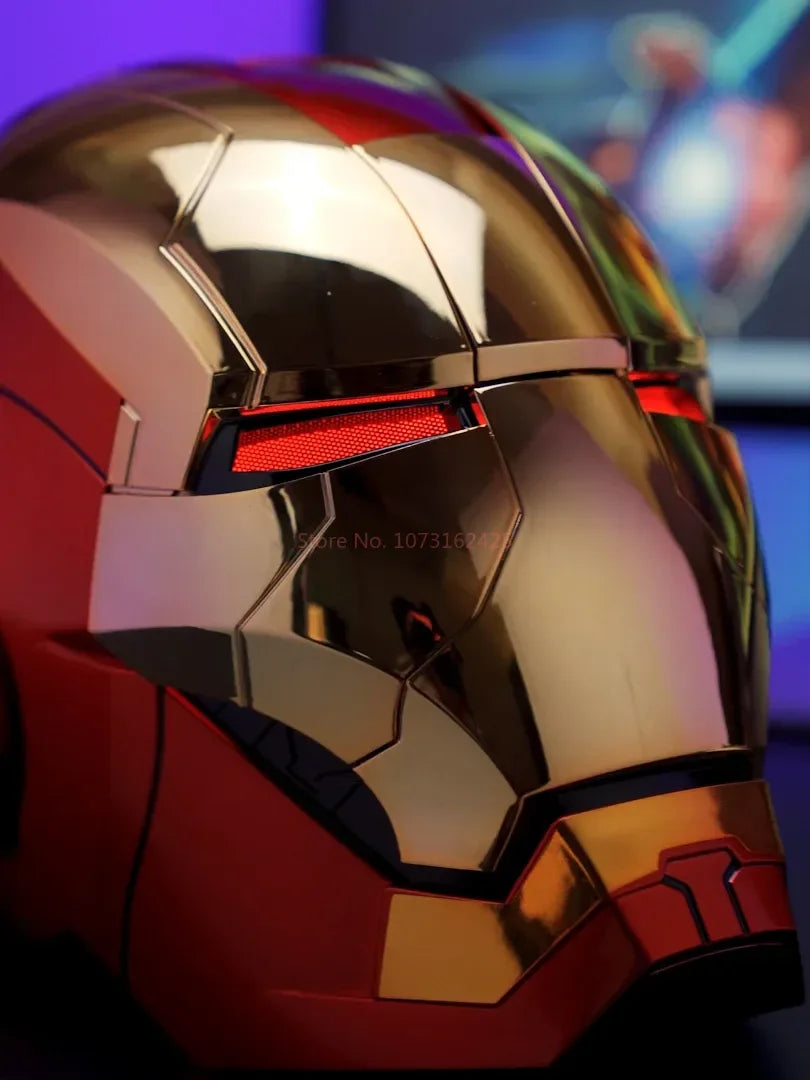 New AutoKing 1/1 Mk5 Iron Man Helmet Cosplay Voice Control Eyes with Light Model Toys for Adult Electric Wearable Christmas Gift