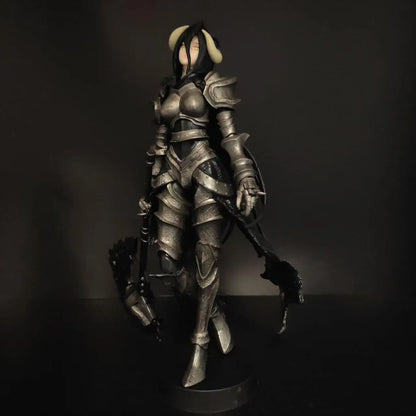Overlord Armor Ver Figure 24cm Long Hair Demon Horns Battle Axe Statue Anime Model Heavy Metal Texture Armor Knight Figure