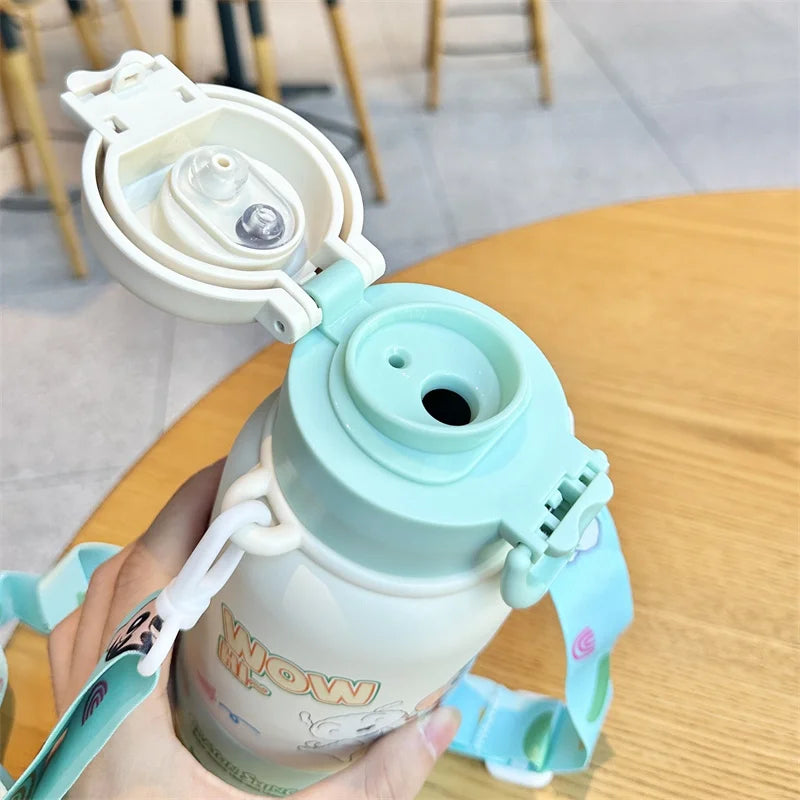 X&W Kids Thermos Bottle Cute Crayon Shin-Chan Thermos Cup Ice Tumbler Stainless Steel Straw Cup Anime Peripheral Gifts Water Cup