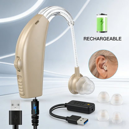 NEW Rechargeable Intelligent Hearing Aid For Deaf People Ear Machine with Noise Reduction Fit to Either Ear Sound Amplifier