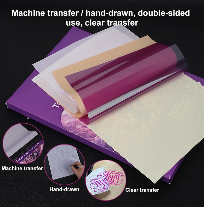 Pink 4-Layer Tattoo Transfer Paper A4 Size 100 Sheets Professional Tattoo Stencil Paper Thermal Copier Tattoo Supply