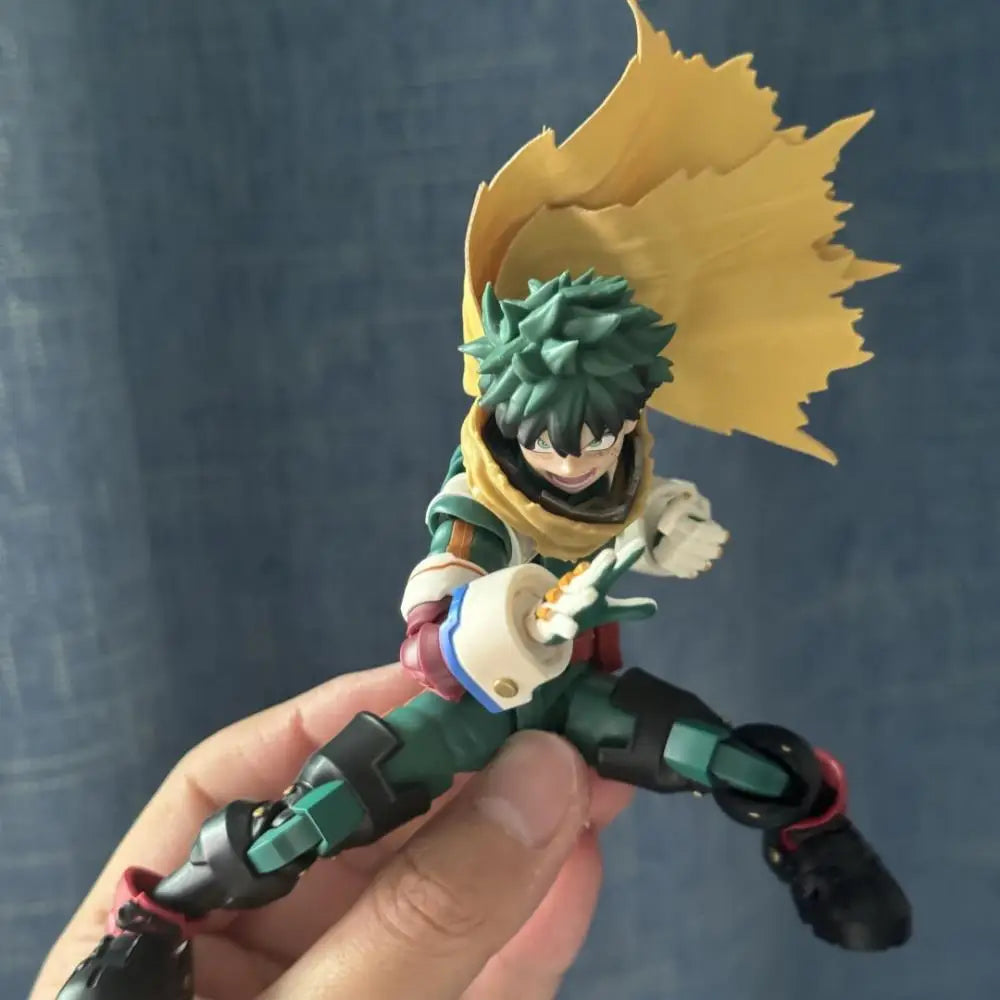 My Hero Academia SHF Anime NEW Handmade Midoriya Izuku Yellow cloak clothes Built In Iron Wire Is Suitable for 1/12 Toys