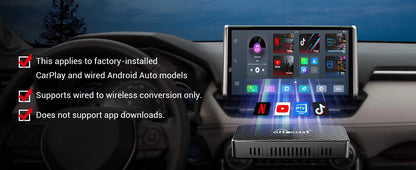 OTTOCAST Play2Video Pro Android Ai Box Pro Built in YouTube Netflix Tiktok IPTV Wired to Wireless CarPlay Car Accessories