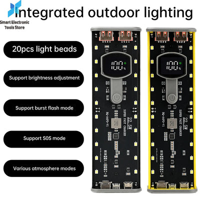 4*21700 DIY Power Bank Case PD22.5W Transparent Quick Charge Battery Box LED Screen Battery Case Kit With Light For Huawei