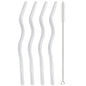 4pcs 200*8mm Glass Straws Wavy Colorful Drinking Straw Set with Brush High Borosilicate Glass Straw Kitchen Party Bar Drinkware