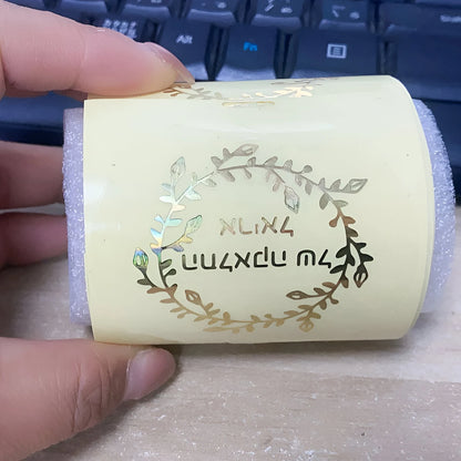 50pcs Custom Logo Stickers, Personalized Round Transparent Stickers, Custom Text Sticker for Gold Foil, Silver, Black, White