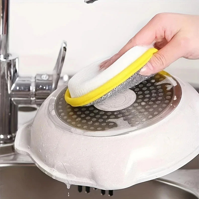 10Pcs Dual-Sided Kitchen Sponge Scrubber, Heavy Duty Dish Cleaning Sponge, Non-Scratch Scouring Pad for Pans Dishes Pot Cleaning