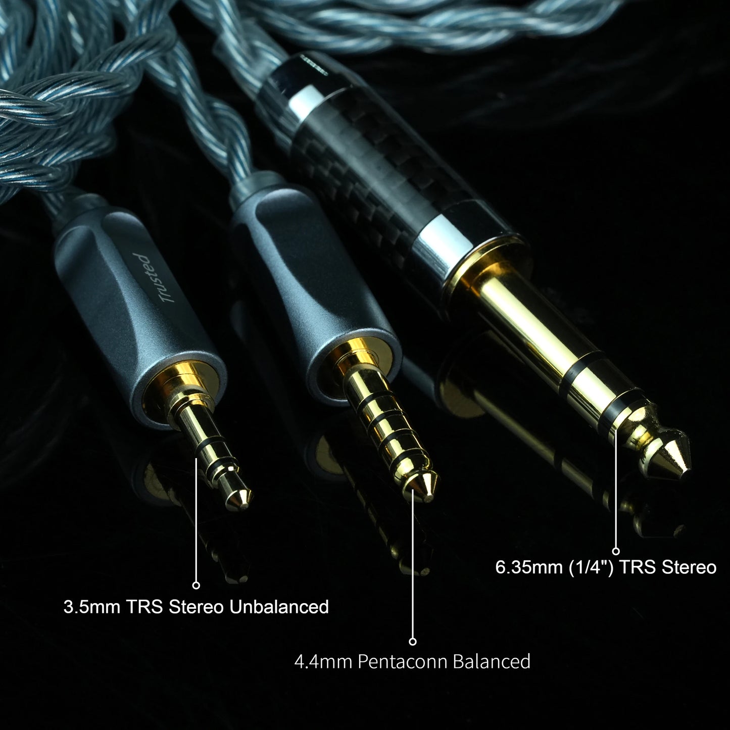 Trusted-50 Dual 3.5mm Upgrade Cable 3.5mm/4.4mm Balanced for Sennheiser HIFIMAN Audeze DENON SONY Fostex Headphones