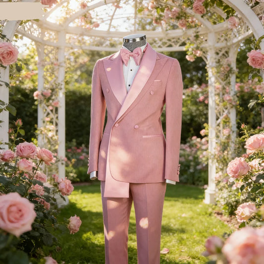 Rose Pink 2-Piece Men's Tuxedo with Spacious Lapel for Wedding Banquet Party Formal Men's Clothing Custom-Made Di