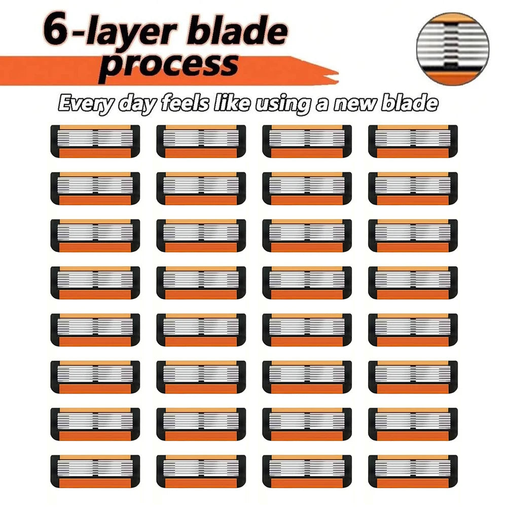 Gift Free Handle 6 Layers Razor Blade High Quality Men Safety Razor 6-Layer Germany Stainless Steel Shaving Blades Manual Shaver