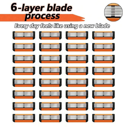 Gift Free Handle 6 Layers Razor Blade High Quality Men Safety Razor 6-Layer Germany Stainless Steel Shaving Blades Manual Shaver