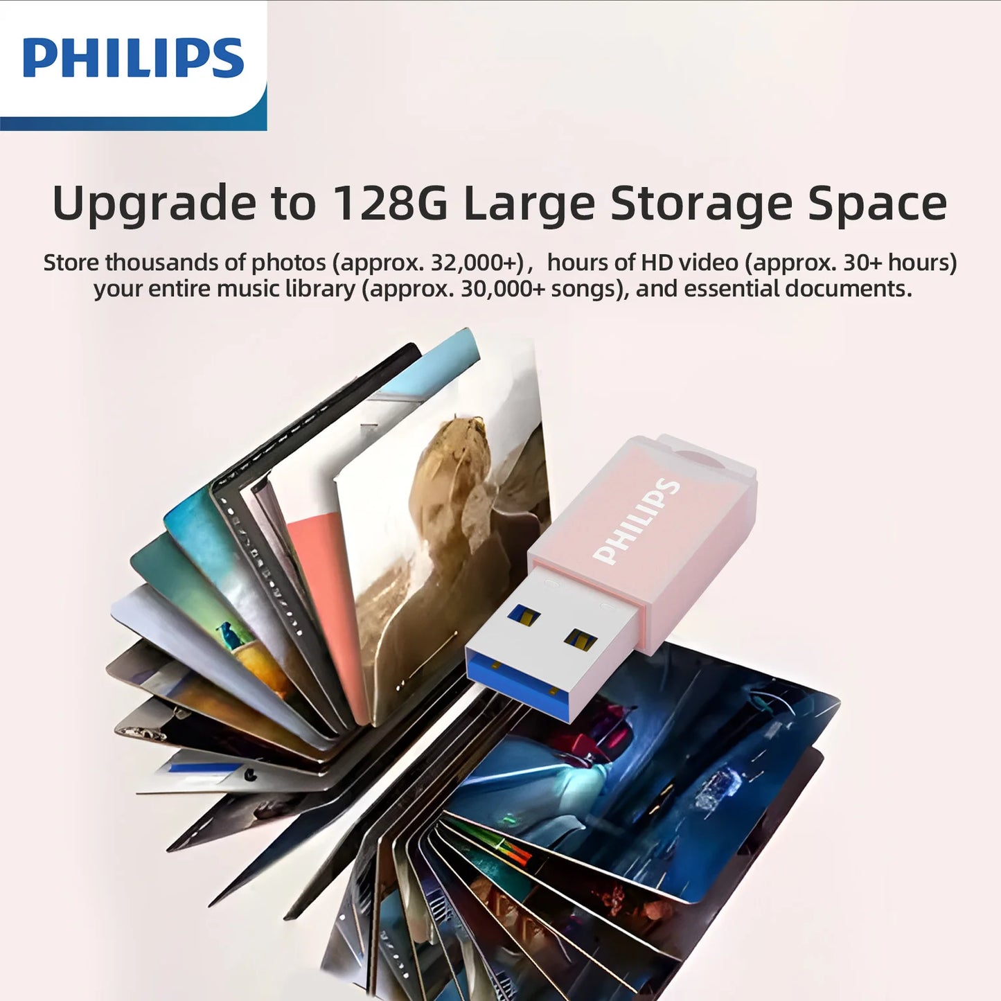 PHILIPS Cute 128GB USB Flash Drive Novelty Soft Silicone Memory Stick USB Thumb-Drive Cartoon for PC/Tablets/Mac/Laptop