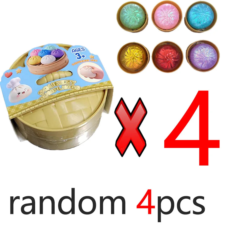 Glitter dumpling squishies Glitter Dumpling Squishy with Box Dumplings Sensory Dumpling Pressure Toy for Stress Relief