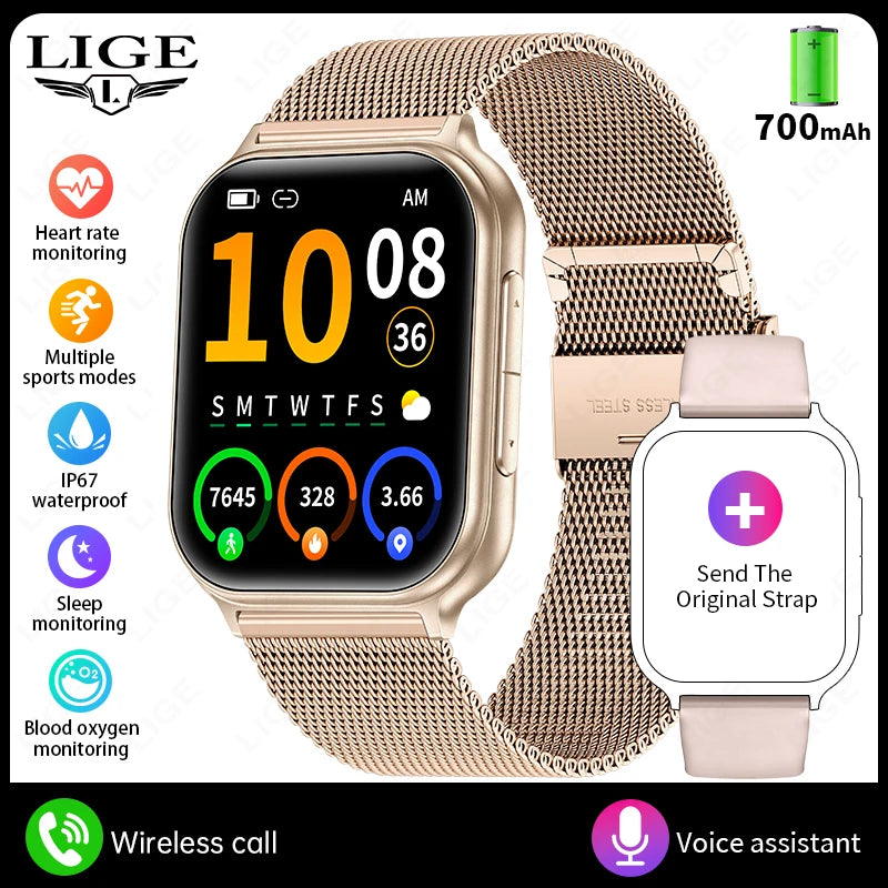 1.83" Smart Watch Sleep Heart Rate Monitor BT Call Messages Notifications Sports Fitness Tracker Watch for Women Men Android iOS