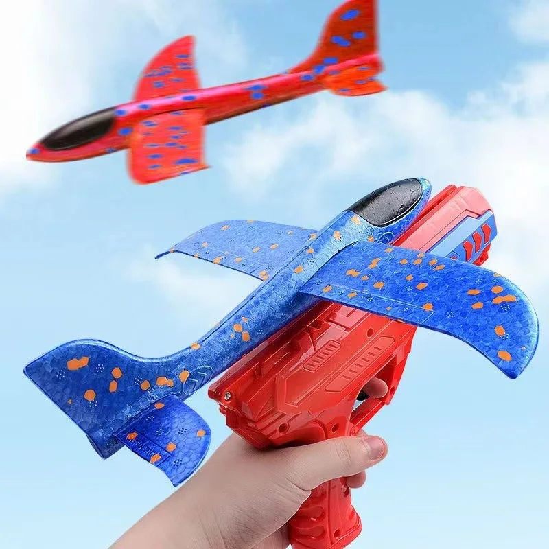 Children's Outdoor Ejection Aircraft Toys Foam Aircraft Oy Gun Parent-Child Outdoor Games Toys Children's Gifts Flying Toy
