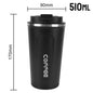 Thermo Cafe Coffee Mug Car Thermos, 380/510ml Leak-Proof Travel Cup for Tea Water Coffee, Double Stainless Steel