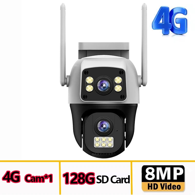 8MP 4G Camera Dual Lens Dual Screen Wireless WiFi Outdoor Surveillance Two-way Audio  Auto Tracking CCTV Cameras PTZ IP Cameras