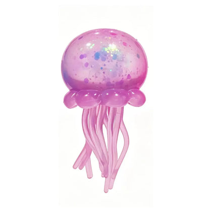 Glitter Octopus Squishy Toy Soft Stress Relief Fidget Toy Squeeze Jellyfish Squishy Compression Decompression Toy for Kid Adults