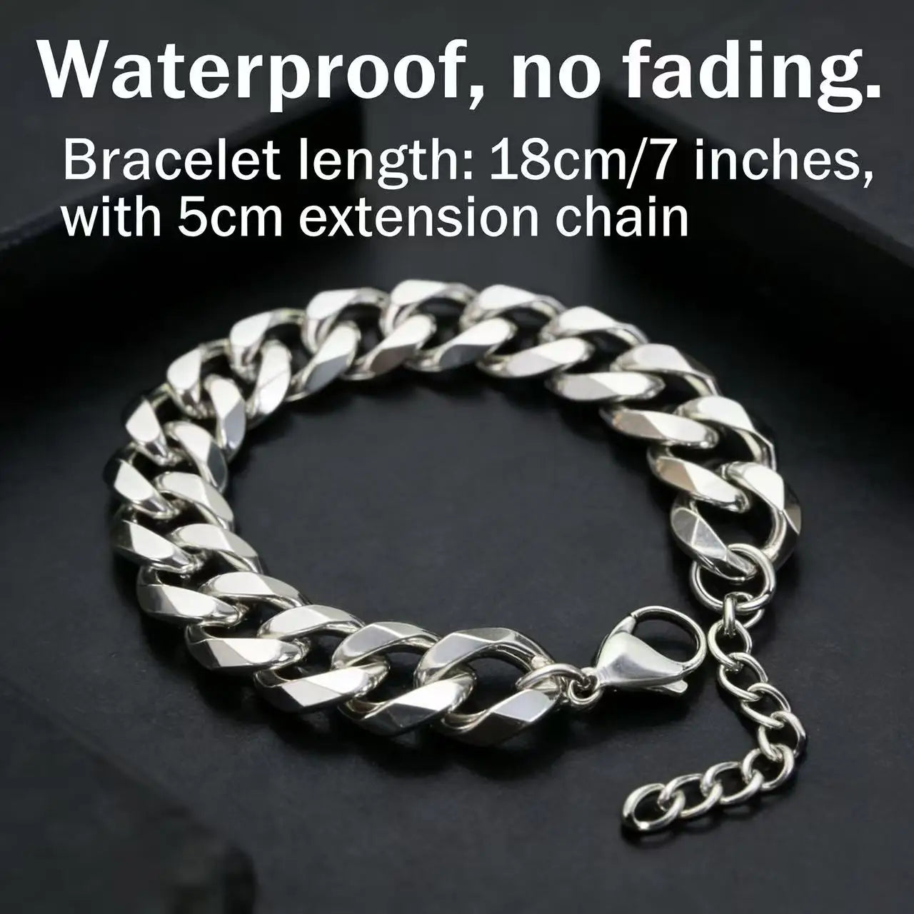 HNSP 3MM-15MM Thick Stainless Steel Cuban Chain Bracelet For Men Hand Jewelry Punk Street Style Accessory