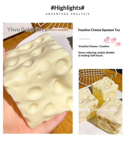 Hot Peiqi Giant Cheese Squishy Non Rebound Moldable Handmade Filled Stress Relief Sensory Fidget Toy For Adults