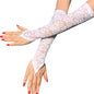 1 Pairs Lace Embroidered Hollow-Out Gloves Women Sun Protection Thin Arm Sleeve Nightclub Sexy Accessories Cosplay Gloves White