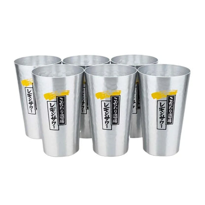 Japanese Style Aluminum Beer Mugs Set 450ml, Gold & Silver Reusable Drinking Mug for Beer Water Juice, Outdoor Camping Party