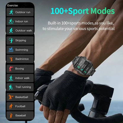 LIGE Outdoor Men's Sports Smart Watch 2.01 inch HD Screen Fitness Monitor Bluetooth Call Smartwatch For Men Women Holiday Gifts
