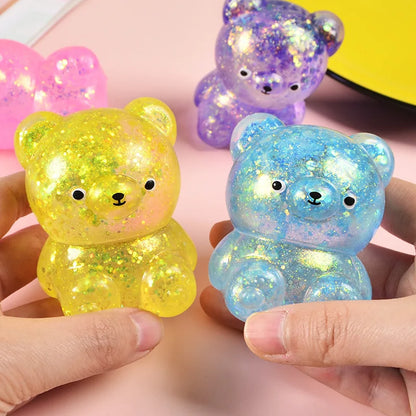 Fidget Bear Toy Squishys Glitter Gummy Bear Small Cute Animal Anti Stress Fidget Splat Decompressions Vent Squeeze Toy
