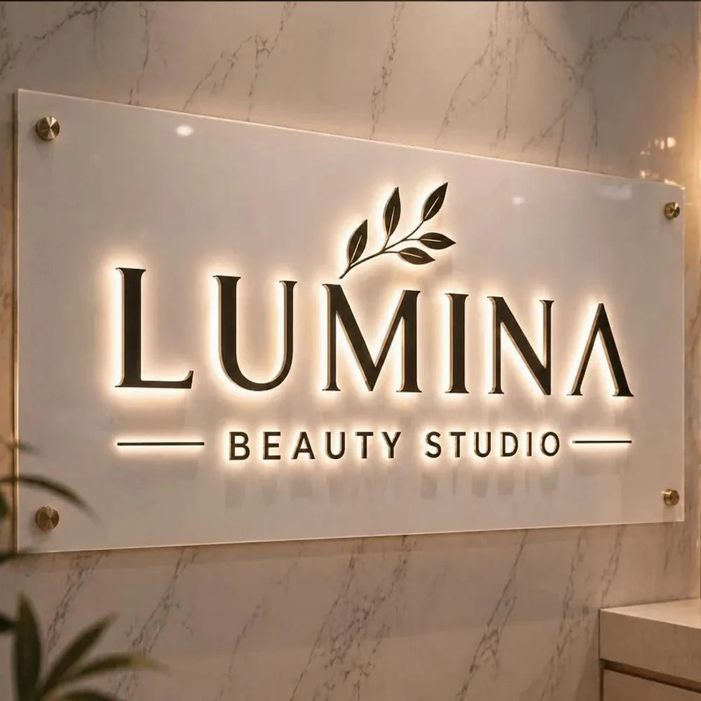 Custom Business Metal Frontlit Sign Laser Cut Metal Sign 3D Logo Personalize Sign for Shop Salon Hotel Decor Sign Indoor/Outdoor