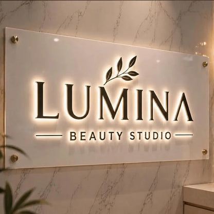 Custom Business Metal Frontlit Sign Laser Cut Metal Sign 3D Logo Personalize Sign for Shop Salon Hotel Decor Sign Indoor/Outdoor