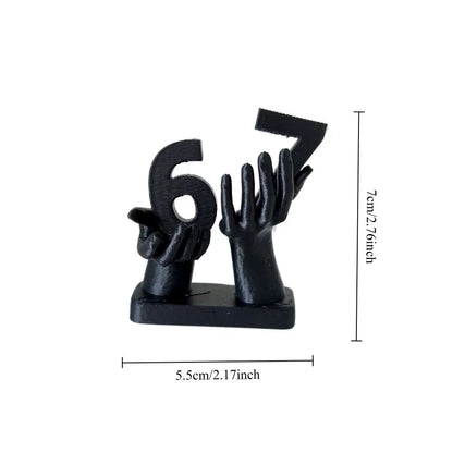 3D Printed Figurine Holding Digital Italian Brain Rot Math 67, Funny and Funny Meme Figurine Holding Digital 67 Sculpture