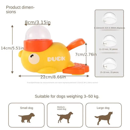 Interactive Pet Trainer Toy with Cartoon Duck Shape - Automatic Slow-Dispensing Dog Treat Feeder