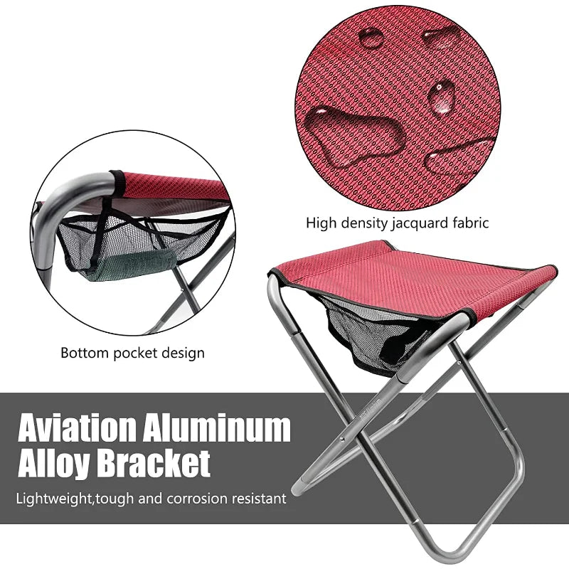 Folding Camping Stool Portable Aluminum Alloy Lightweight Foldable with Carry Bag for Fishing Outdoor Camping Hiking and BBQ