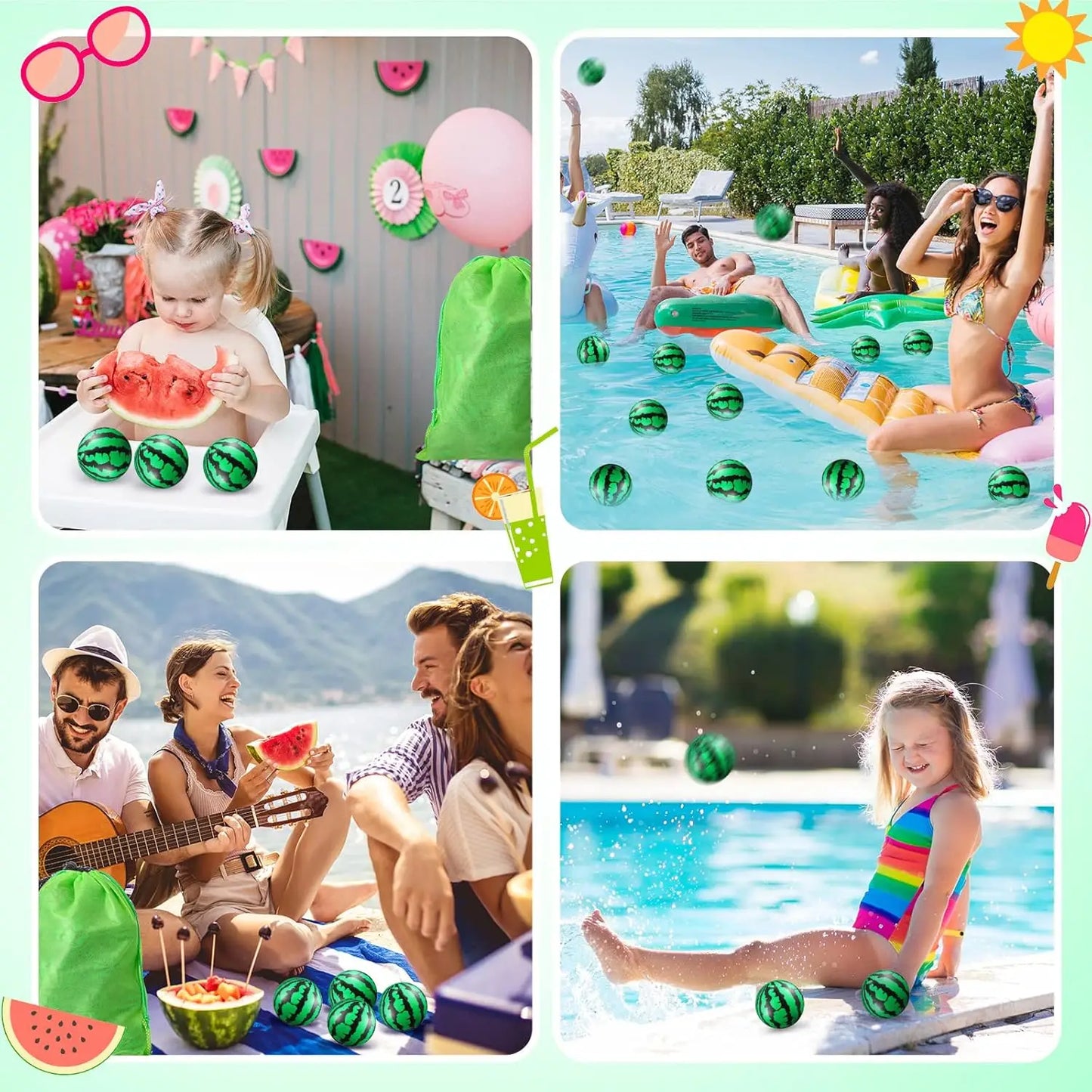 5/10/20Pcs Watermelon Stress Balls Foam Balls Stress Reliever Toys Party Favors for Kids School Carnival Party Supplies 2.5Inch