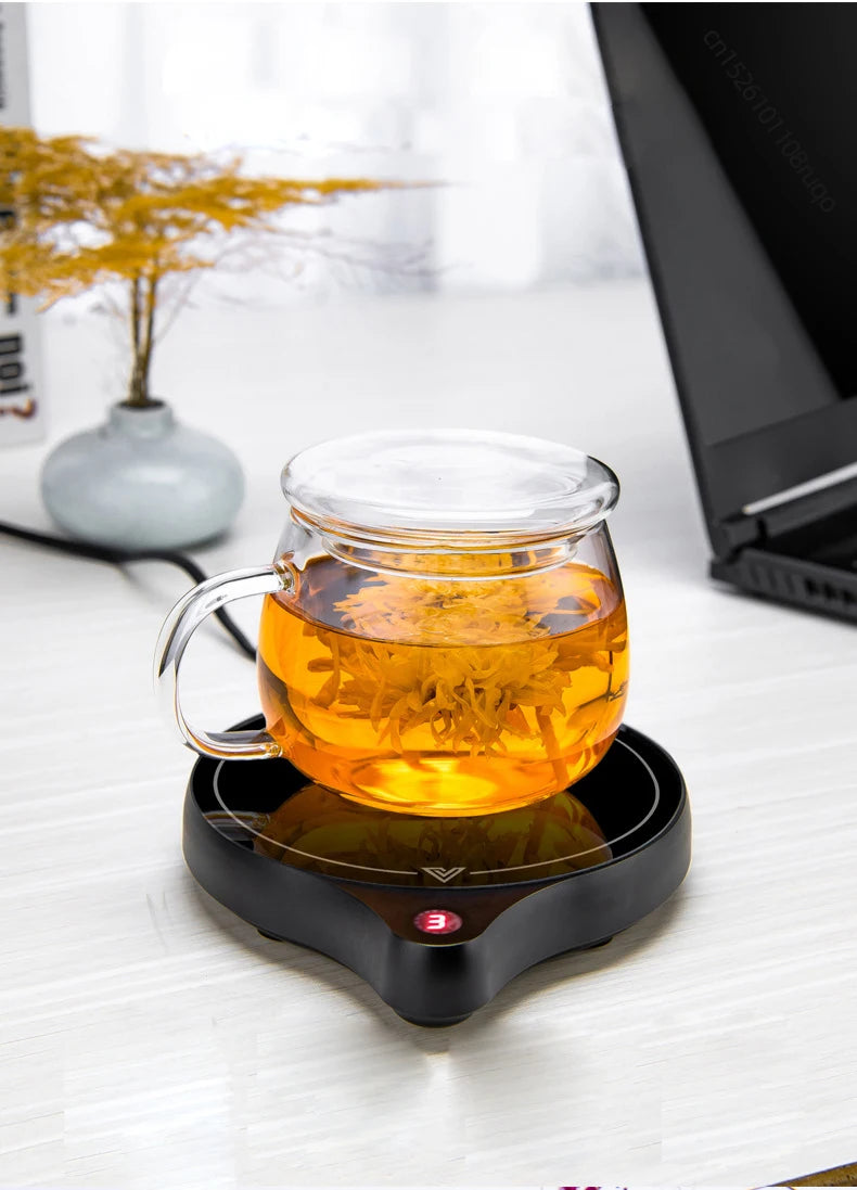 110V/220V Cup Heater Mug Warmer 100°C Hot Tea Makers Warmer Coaster 5 Gear Temperature Cup Heaters Coffee Milk Tea Heating Pad