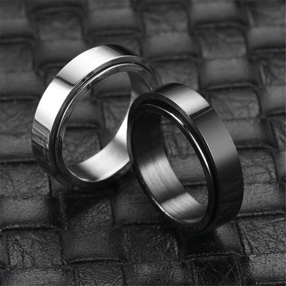 Anxiety Fidget Spinner Stainless Steel Black Rings Simple Titanium Steel Ring for Men Women High Quality Anti Stress Jewelry