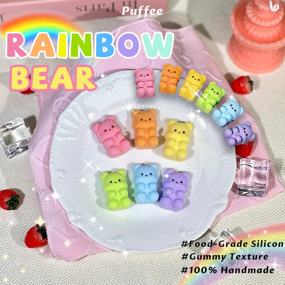 Dopamine Bear Food-grade Silicone Taba Squishy, Office Stress Relief Creamy Soft Handmade Squeeze Toy, Christmas Easter Gift
