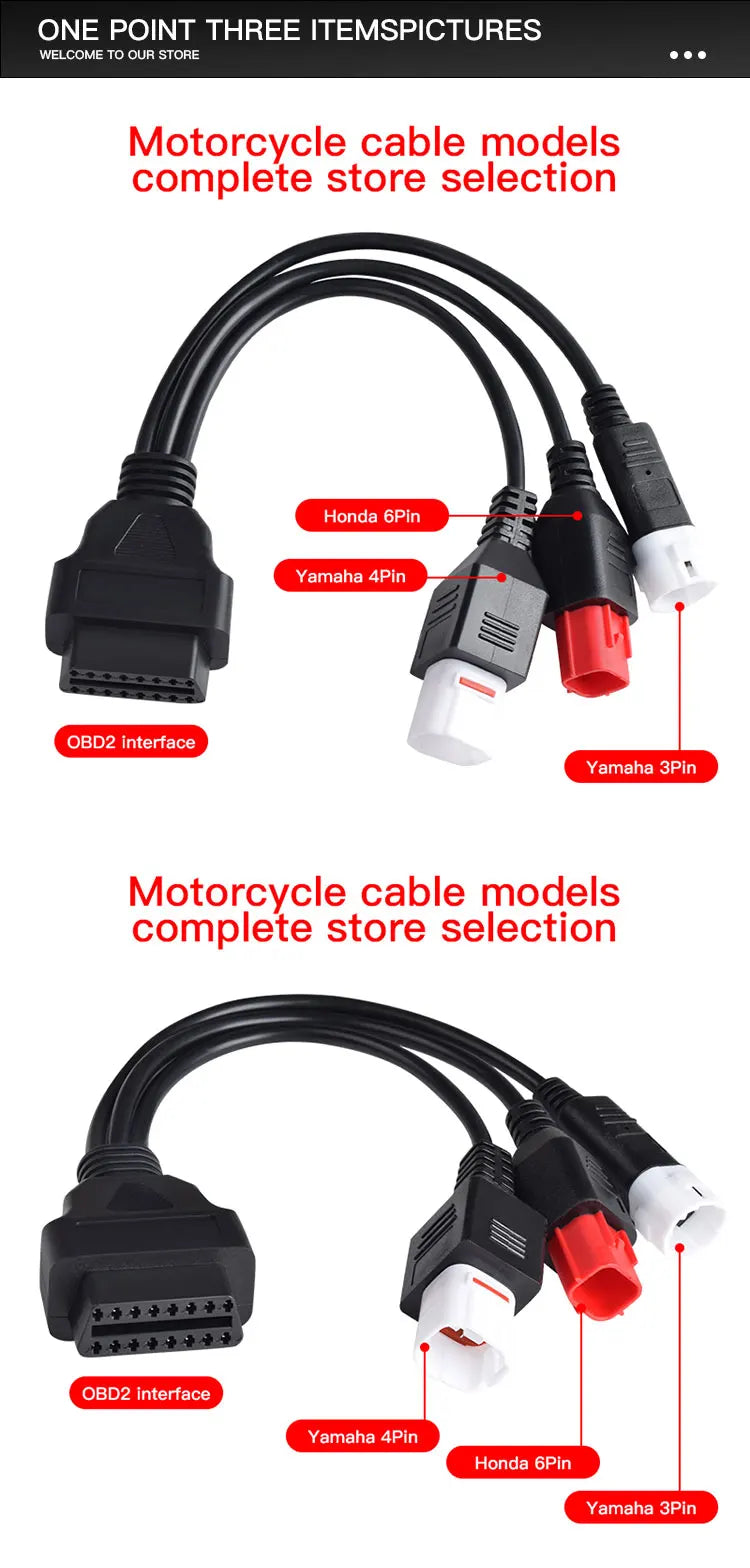 For Yamaha 3/4 /6 Pin To OBD2 Connector Motorbike OBDII Diagnostic Cable OBD Fault Code Reader Adaptor Extension Cable