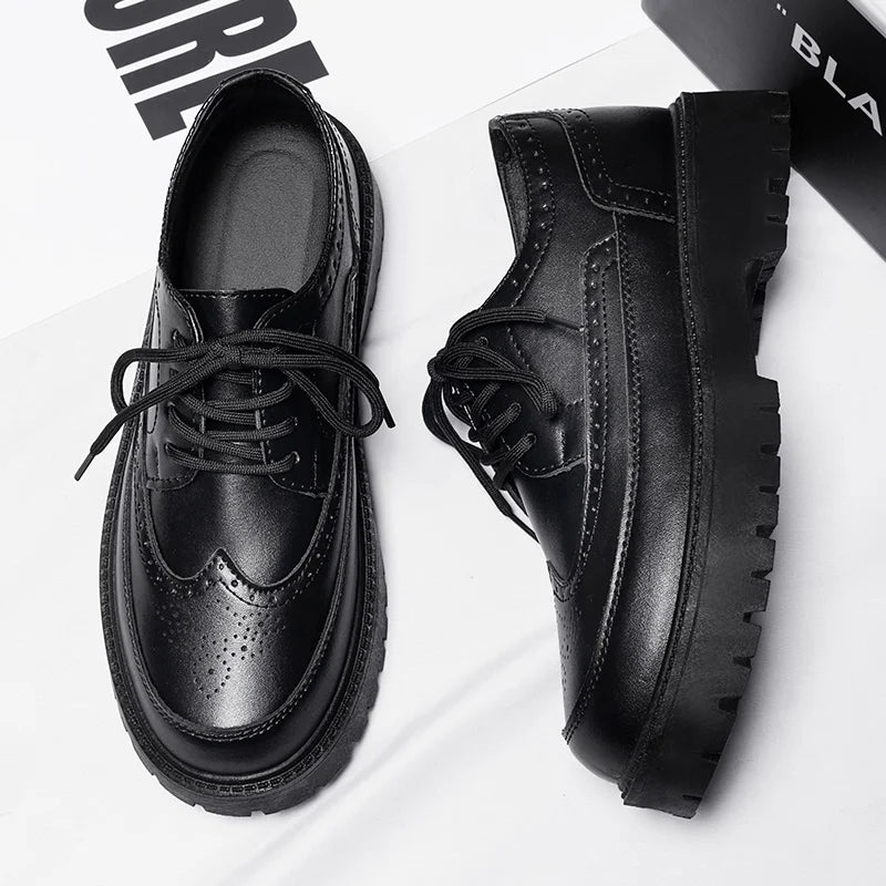 Hong Kong Style Men's Oxford Shoes Black Business Wedding Shoes Men's Leather Shoes Classic Business Formal Men's Prom Shoes