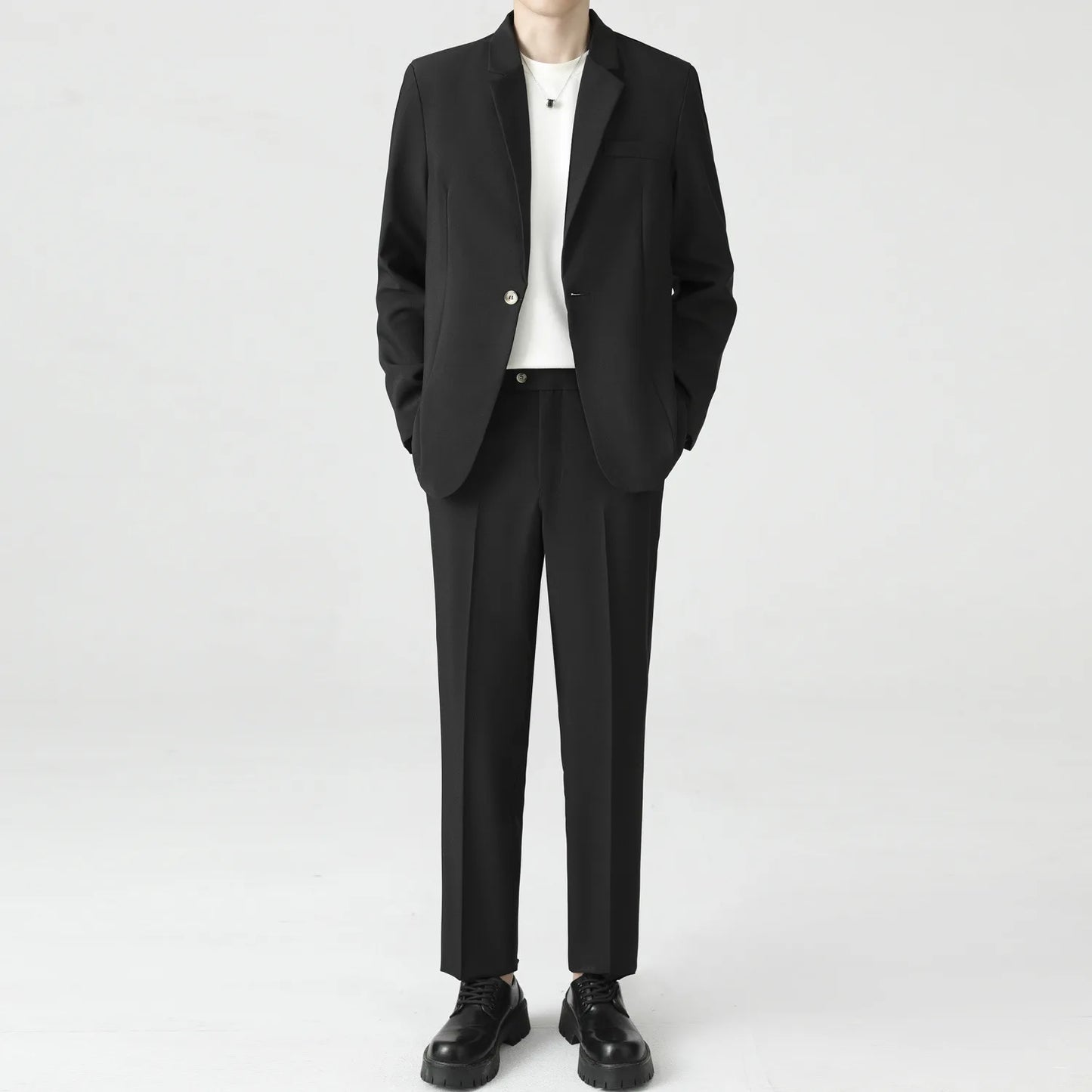 Suits Men's Fashionable Banquet Solid-color Dance Host Casual Wedding Banquet Dress Performance Korean-style Rugged Smart Suit