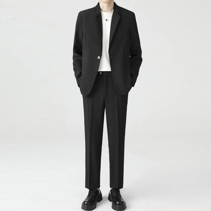 Suits Men's Fashionable Banquet Solid-color Dance Host Casual Wedding Banquet Dress Performance Korean-style Rugged Smart Suit